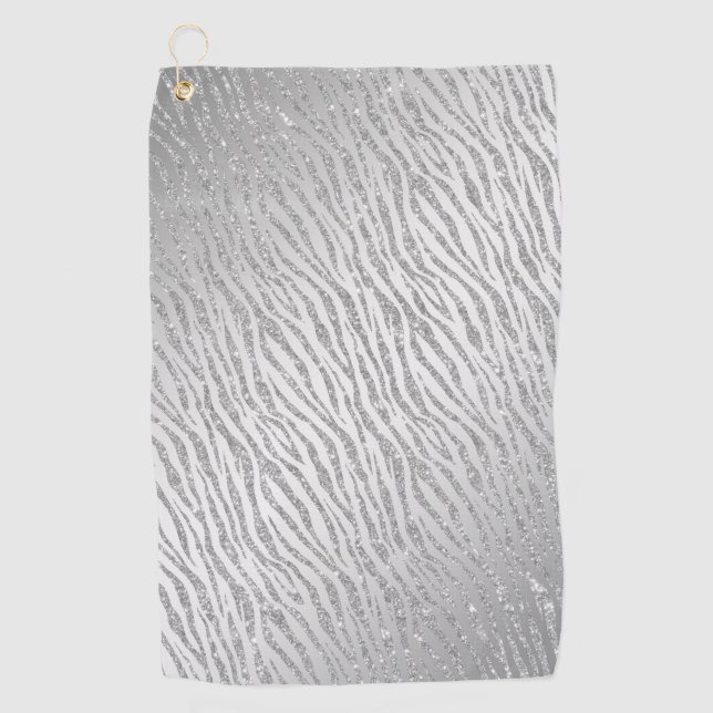 Serviette De Golf Glam poster de animal Parties scintillant argent (Devant)