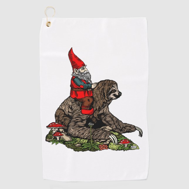 Serviette De Golf Gnome à cheval sur une parcelle (Devant)