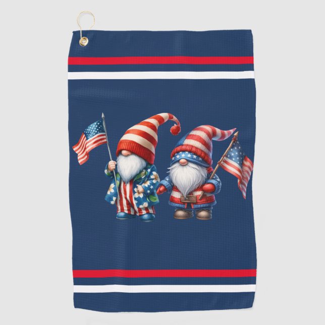 Serviette de golf Gnomes patriotiques (Devant)