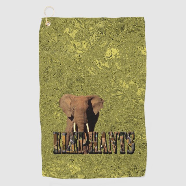 Serviette De Golf Gold Elephant Design, (Devant)