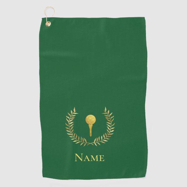 Serviette De Golf Gold Golf Ball on Tee avec Laurel Golf Towel (Devant)