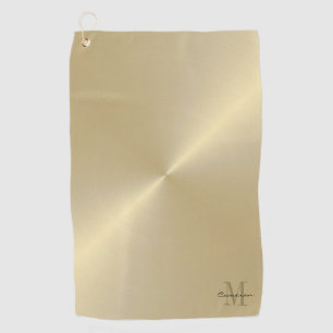 Serviette De Golf Gold On Gold Initial et nom personnalisé