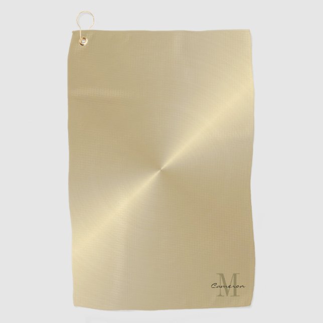 Serviette De Golf Gold On Gold Initial et nom personnalisé (Devant)