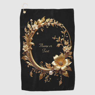 Serviette De Golf Golden Floral Ornate Golf Towel