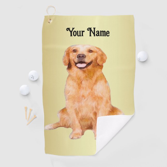 Serviette De Golf Golden Retriever Sitting - Design adorable (En situation)