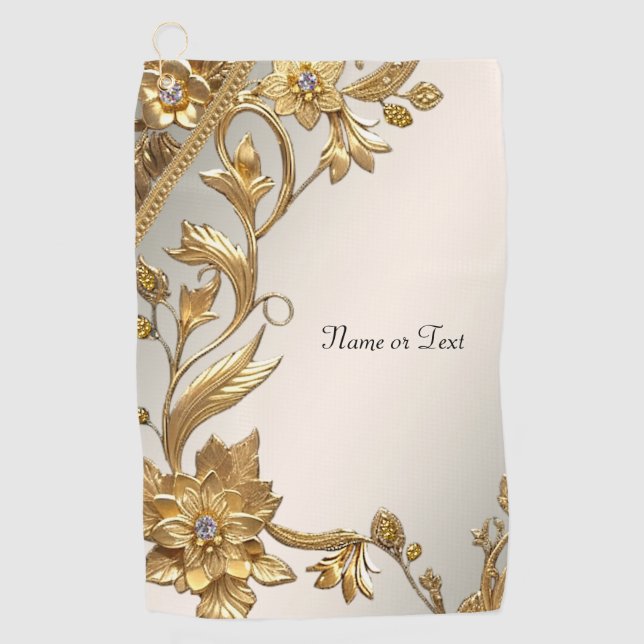 Serviette De Golf Golden Wavy Feuille Floral Golf Towel (Devant)