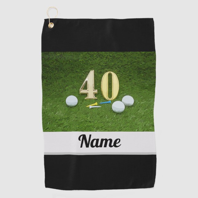 Serviette De Golf Golf 40e anniversaire avec balle de golf (Devant)