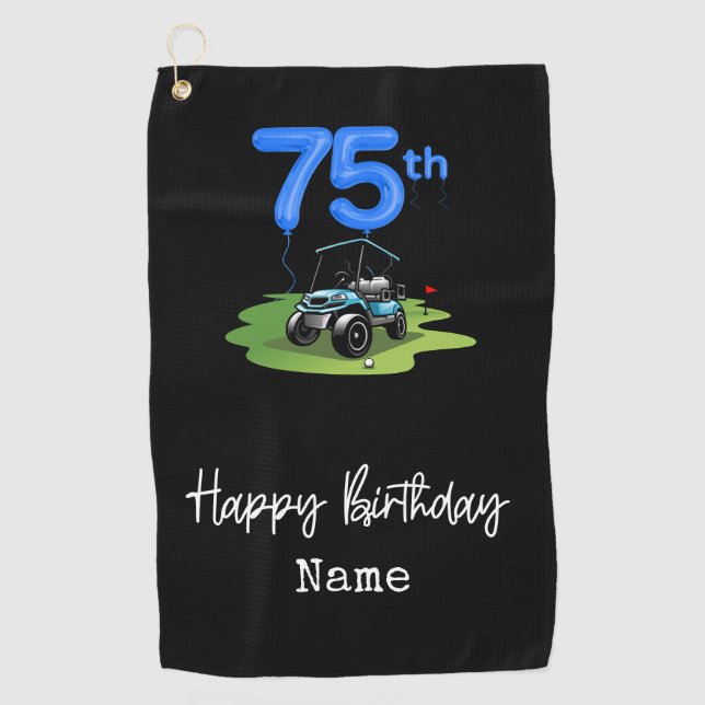 Serviette De Golf Golf 75e anniversaire pour golfeur avec voiturette (Devant)