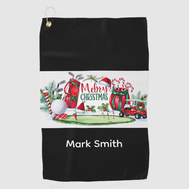 Serviette De Golf Golf à thème de Noël   (Devant)