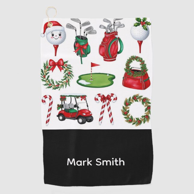 Serviette De Golf Golf à thème Noël   (Devant)