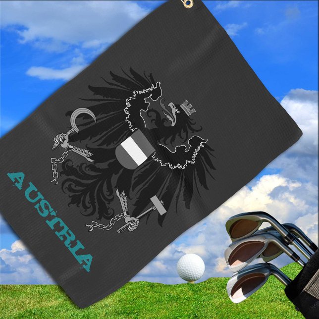 Serviette De Golf Golf Autriche & blason autrichien / drapeau (Créateur téléchargé)