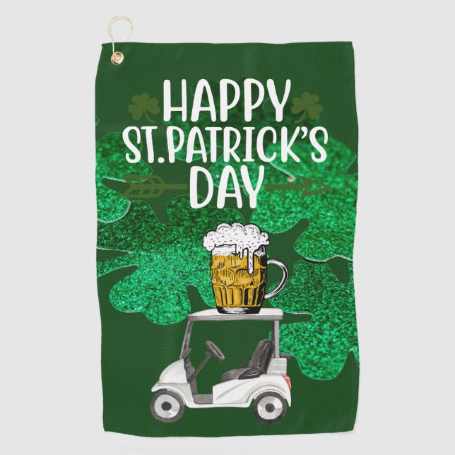 Serviette De Golf Golf Bonne St. Patrick's Day avec vert Shamrock (Devant)