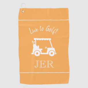 Serviette De Golf Golf Cart En direct sur Golf Monogrammé Orange Jau