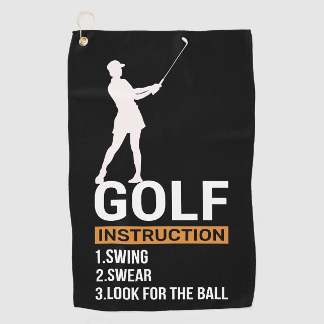Serviette De Golf Golf Drôle Dire Instruction pour femme golfeuse (Devant)