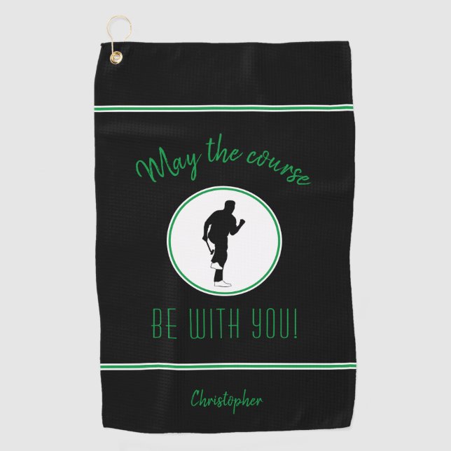 Serviette De Golf Golf Golf Course Noir Funny Moderne Monogramme (Devant)