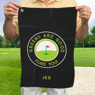 Serviette De Golf Golf Greens Fore Golfer Humour Funny Custom Black