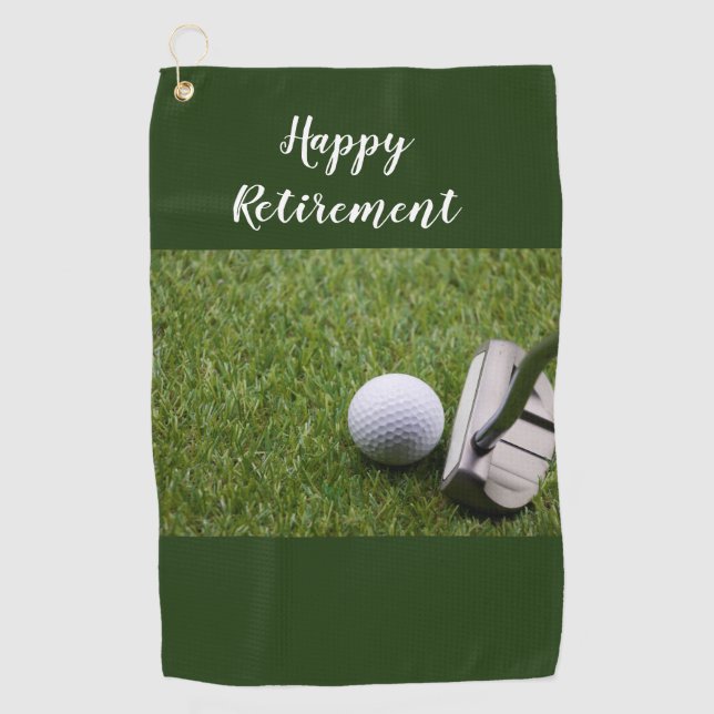 Serviette De Golf Golf Happy Retirement Golf Ball and Putter (Devant)