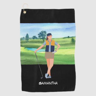 Serviette De Golf Golf Lady femme est golfeuse