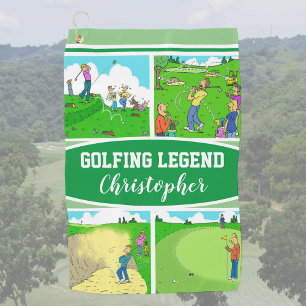 Serviette De Golf Golf Legend avec 4 caricatures amusantes