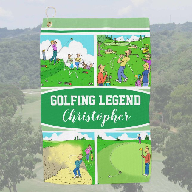 Serviette De Golf Golf Legend avec 4 caricatures amusantes (Créateur téléchargé)