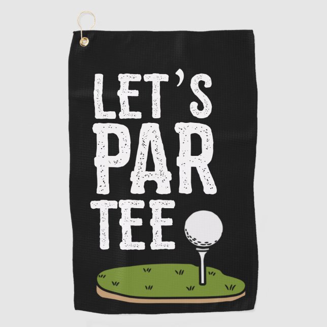 Serviette De Golf Golf Let's Par Tee avec balle de golf sur vert (Devant)