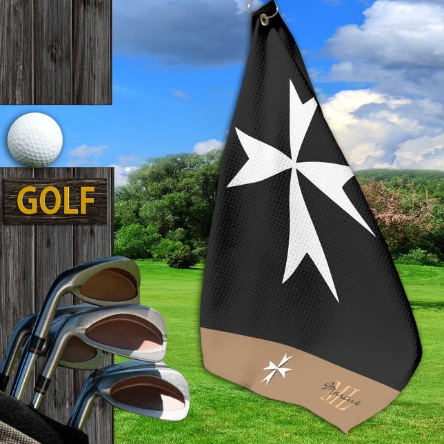 Serviette De Golf Golf Malte Drapeau, Maltese Croix monogrammée St J (Créateur téléchargé)