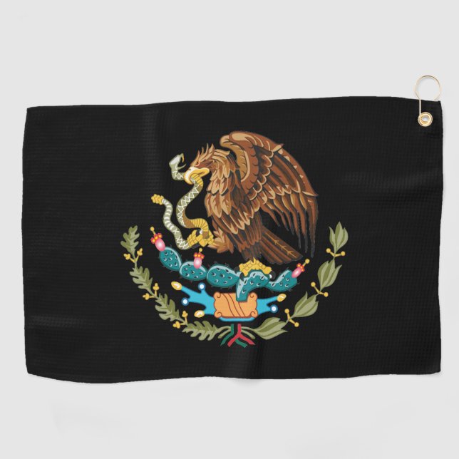Serviette De Golf Golf Mexique & Aigle mexicain armoiries / drapeau (Horizontal)