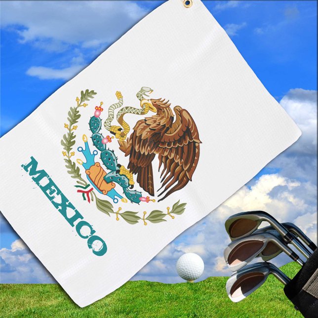 Serviette De Golf Golf Mexique & Aigle mexicain armoiries / drapeau (Créateur téléchargé)