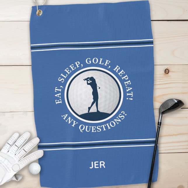 Serviette De Golf Golf moderne Monogram Pro Sports Golf Ball Blue (Modern Golfer Monogram Pro Sports Golf Ball Blue Golf Towel)