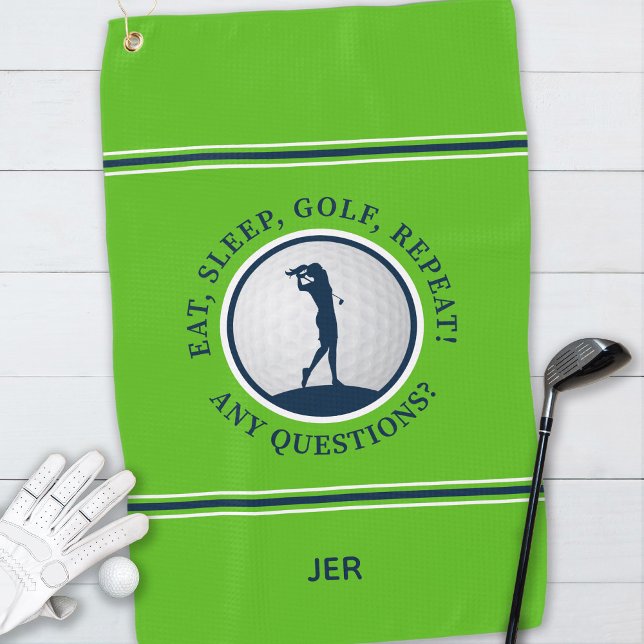Serviette De Golf Golf moderne Monogram Pro Sports Golf Vert bleu (Modern Golfer Monogram Pro Sports Golf Green Blue Golf Towel)