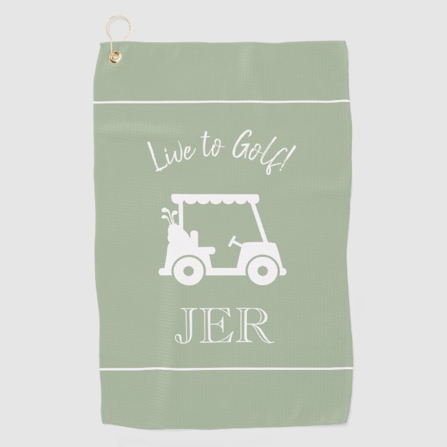 Serviette De Golf Golf Panier Live to Golf Monogramme Sage Green (Devant)