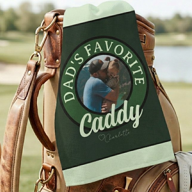 Serviette De Golf Golf Papa Favori Caddy Nom personnalisé (Dad’s Favorite Caddy Photo Golf Towel)