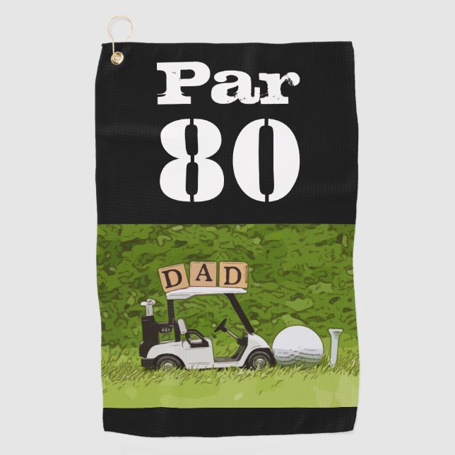 Serviette De Golf Golf Par 80e anniversaire de golfeur de quatre-vin (Devant)