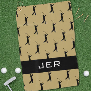 Serviette De Golf Golf Personnalisé Motif Monogrammé Or Noir Pro