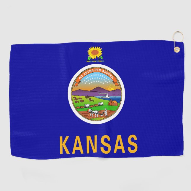 Serviette De Golf Golf Serviette avec drapeau du Kansas, USA (Horizontal)