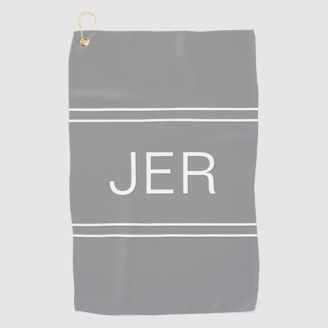 Serviette De Golf Golf Sport Moderne Professionnel Gris Monogrammé (Devant)