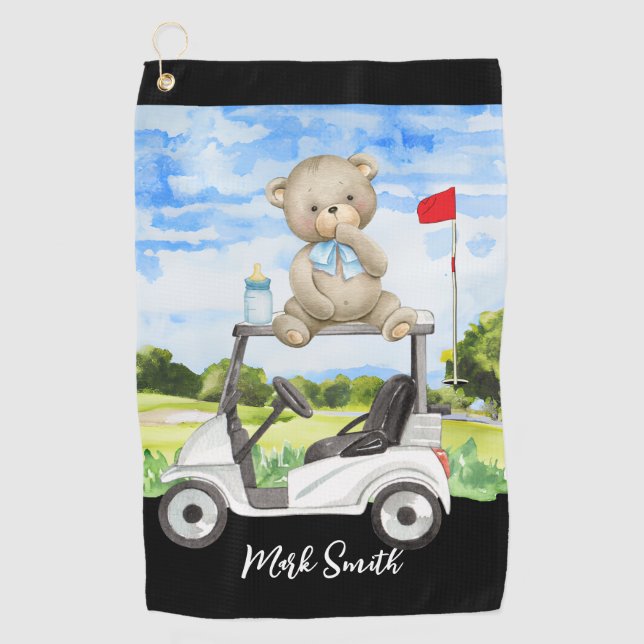 Serviette De Golf Golf Teddy Bear sur Golf Panier pour Baby Golfer (Devant)