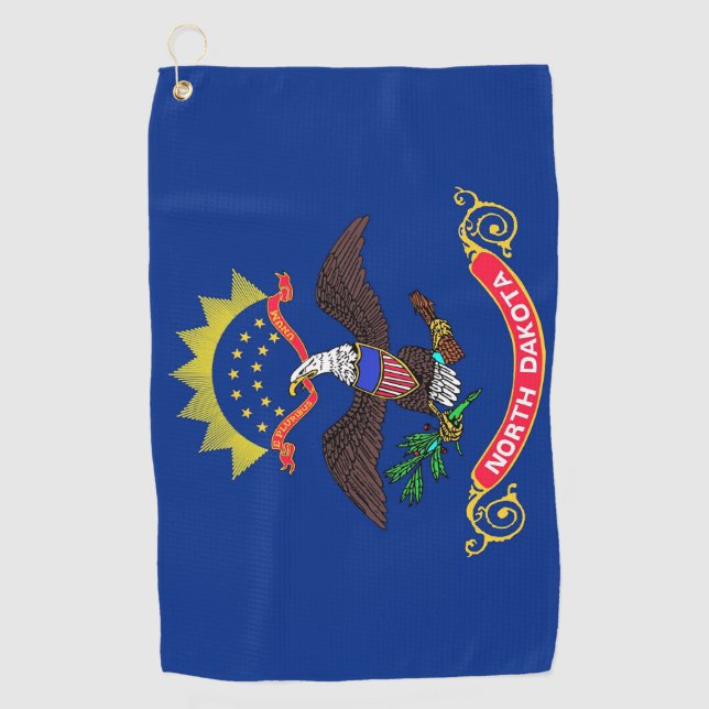 Serviette De Golf Golf Towel avec drapeau du Dakota du Nord (Devant)