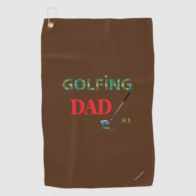 Serviette De Golf Golf Towel Monogrammed GOLFING DAD avec Club (Devant)