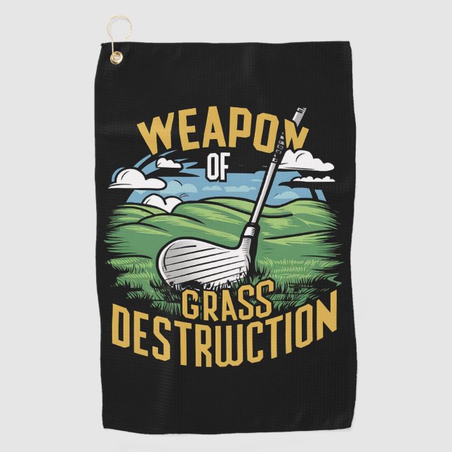 Serviette De Golf Golf Weapon of Grass Destruction Art (Devant)