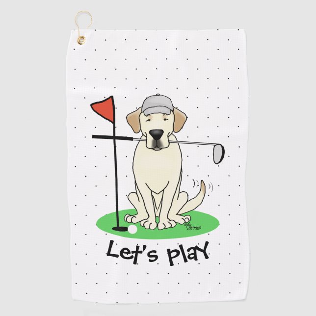 Serviette De Golf Golf Yellow Labrador Retriever Dog - Drôle (Devant)