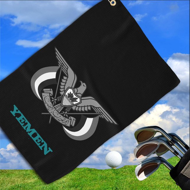 Serviette De Golf Golf Yemen & Yemeni armoiries / drapeau (Créateur téléchargé)