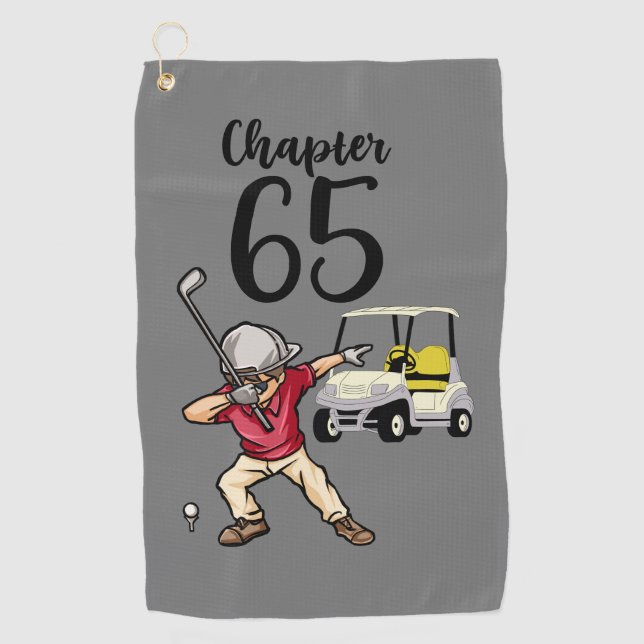 Serviette De Golf Golfer 65e anniversaire Dabbing avec voiturette de (Devant)