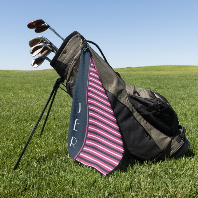 Serviette De Golf Golfer bleu rose Monogramme | Sports (Vert)