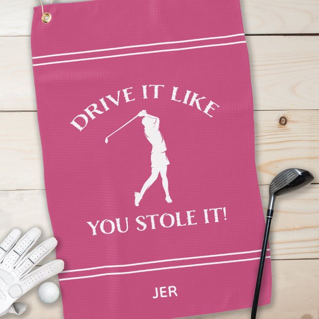 Serviette De Golf Golfer Funny Humour Pour Son Sport Monogrammé Rose (Créateur téléchargé)