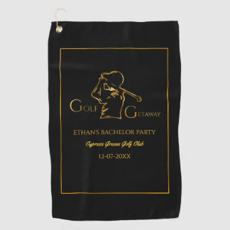 Serviette De Golf Golfer Groom Bachelor Party Classic luxe or