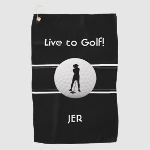 Serviette De Golf Golfer Ladies Sports Modèle Noir Monogramme