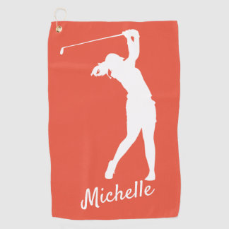 Serviette De Golf "golfer Michelle" à droite rouge orange