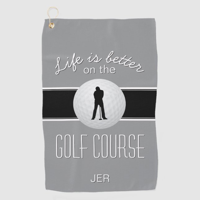Serviette De Golf Golfer Monogram Golf Sports Citation Grey Cute (Devant)