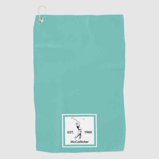 Serviette De Golf Golfer Nom et année personnalisés (Devant)